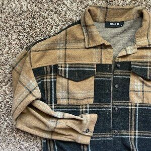 Blue B cropped flannel button up